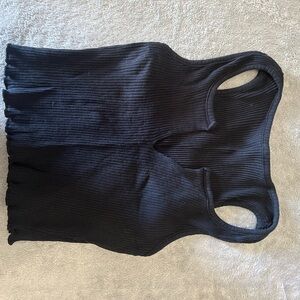 Black Ribbed Sleeveless Top